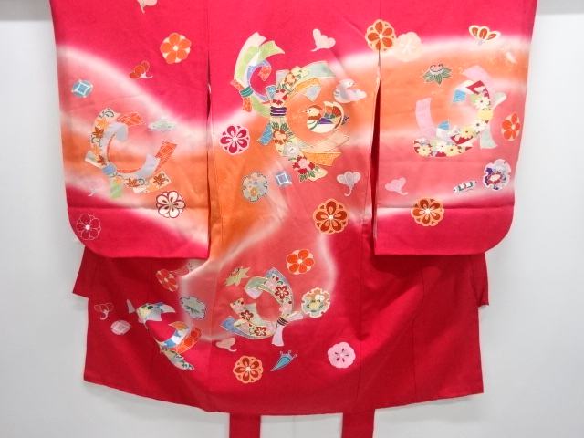 JAPANESE KIMONO / KIMONO FOR KIDS / SILK / EMBROIDERY / NOSHI & MANDARIN DUCKS